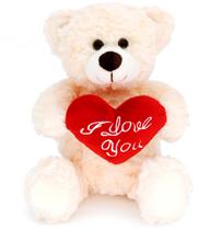 Boneca de ursinho de pelúcia Bakalizoo 12" com coração vermelho para o Dia dos Namorados