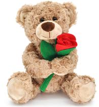 Boneca de ursinho de pelúcia Bakalizoo 12" com rosa para o Dia dos Namorados