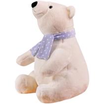 Boneca de urso polar de pelúcia macia de 30 cm com cachecol