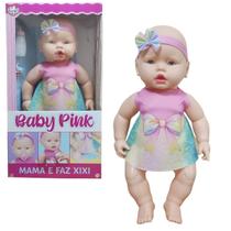 Boneca de Vinil Baby Pink Vestido Rosa com Acessórios 50cm Boneca de Vinil Baby Pink Vestido Rosa com Acessórios 50cm