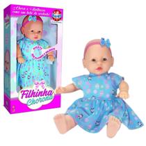 Boneca de Vinil Filhinha Chorona Vestido Azul 60cm SIDNYL Boneca de Vinil Filhinha Chorona Vestido Azul 60cm SIDNYL