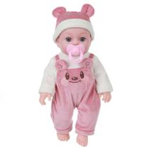 Boneca de vinil macio realista de 30 cm com roupa rosa para meninas Boneca de vinil macio realista de 30 cm com roupa rosa para meninas