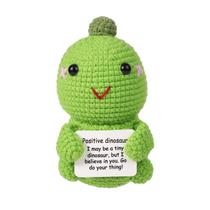 Boneca dinossauro BOXOB Positive Green Crochet com cartão de incentivo