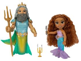 Boneca Disney A Pequena Sereia - Ariel e o Rei Tritão 2 Unidades com Acessórios