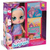 Boneca Diver Surprise DOLLS Cabelo ROSA/VERDE Divertoys 8171