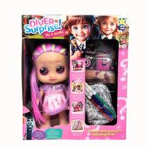 Boneca diver surprise - vai a escola - DIVERTOYS -7898639383242