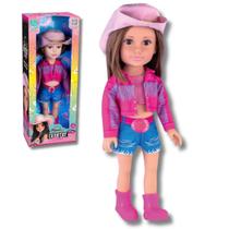 Boneca Divertida Ana Boiadeira Country Style com Chápeu 40Cm