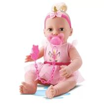 Boneca divertida new born unicornio fofinho com chupeta - Divertoys