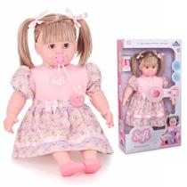 Boneca Educativa Sofi Com Vestido Rosa Sapatinho Em Vinil 74 Frases Educativas Interativas