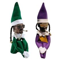 Boneca elfa de Natal bisbilhota em uma varanda Espiã em um Bent Over x2
