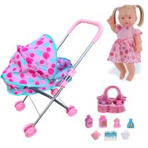 Boneca Elisi Fala Papinha Carrinho Berço e Bolsa Maternidade