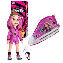Boneca Emilly Vick Turma Dos Rosa Com Chaveiro e Bolsa Tênis - Nova Brink