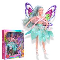 Boneca Emily Fadinha Borboleta Articulada Azul - Castela