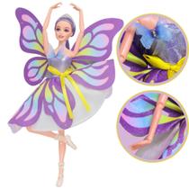 Boneca Emily Fadinha Borboleta Articulada Roxa - Castela