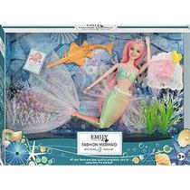 Boneca Emily Sereia Fashion Mermaid Cabelo Rosa Qj137C