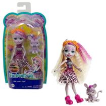 Boneca Enchantimals Zadie Zebra (15cm) & Figura de Animal de Estimação - Coleção Sunny Savanna