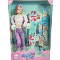 Boneca Esquiadora Fashion Neve Com Acessórios Tipo Barbie
