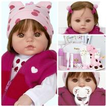 Boneca Estilo Bebê Reborn Realista Girafa Cabelo Fio a Fio
