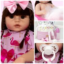 Boneca Estilo Reborn Bebe Menina Linda + Enxoval Completo