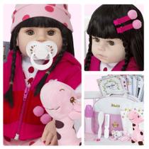 Boneca Estilo Reborn Laura Girafinha Pode Banho + Acessórios Boneca Estilo Reborn Laura Girafinha Pode Banho + Acessórios