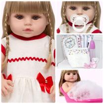 Boneca Estilo Reborn Loira Corpo Silicone Enxoval Itens Boneca Estilo Reborn Loira Corpo Silicone Enxoval Itens