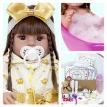 Boneca Estilo Reborn Menina + Enxoval Completo