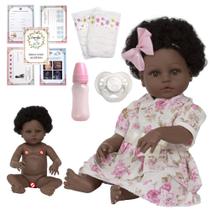 Boneca Estilo Reborn Menina Negra 46cm C/ Chupeta Boneca Estilo Reborn Menina Negra 46cm C/ Chupeta