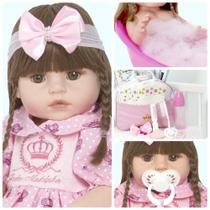 Boneca Estilo Reborn Menina Siliconada Bolsa e Vários Itens Boneca Estilo Reborn Menina Siliconada Bolsa e Vários Itens