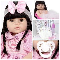 Boneca Estilo Reborn Morena Fada Madrinha + Itens