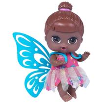 Boneca Fada Baby Collection Mini Negra Menina Vinil 19cm - Super Toys
