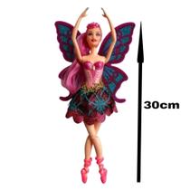 Boneca fada bailarina tipo Barbie articulada com Glitter nas asas e escova de cabelo