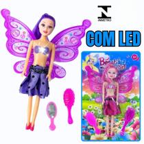 Boneca Fada Encantada 15cm com Asas LED + Acessórios de Beleza