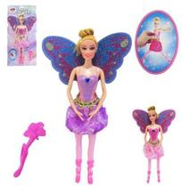 Boneca Fada Garota Colors Com Botao De Movimento + Pente Na Cartela - Satyam