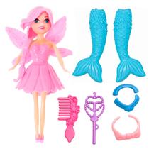 Boneca Fada Sereia Abbie Troca De Cabelo E Roupas Personalizável Com Asas Cauda E Pente