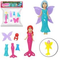 Boneca fada / sereia linda bell troca roupa / peruca de plastico 9 pecas Boneca fada / sereia linda bell troca roupa / peruca de plastico 9 pecas