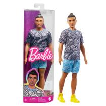 Boneca fashion Barbie Fashionistas Ken com cabelo castanho e coque masculino