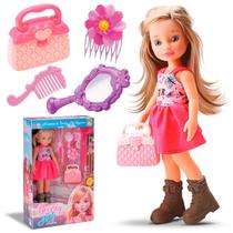 Boneca Fashion Beverly Girls Com Bolsa Pente Espelho E Acessórios De Cabelo Charmosos