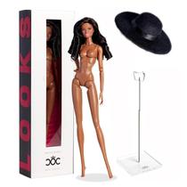 Boneca Fashion De Pele Preta De 32cm Com Suporte Chapéu De Lã Na Moda Brinquedo Colecionável Diy Boneca Fashion De Pele Preta De 32cm Com Suporte Chapéu De Lã Na Moda Brinquedo Colecionável Diy