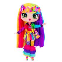 Boneca Fashion Girlz Decora 11 Polegadas - Cabelo Arco-Íris e Adesivos
