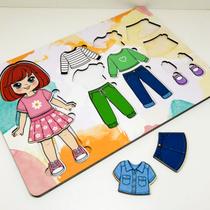 Boneca Fashion MDF Troca Roupa Infantil Pedagógico Boneca Fashion MDF Troca Roupa Infantil Pedagógico