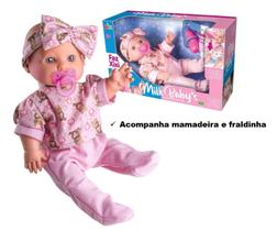 Boneca faz Xixi Milk Babys com Mamadeira e Chupeta bebe menina acessorios - Milk Brinquedos