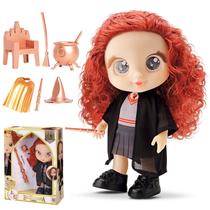 Boneca Feiticiera Fantasia Infantil Estilo Escola De Magia Com Capa De Bruxa Caldeirão E Chapéu