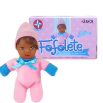 Boneca Fofolete Rosa Claro Colecionável Caixinha Pequena 9cm