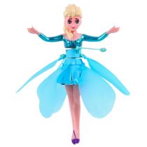 Boneca Frozen Elsa Voadora Com Luz Voa Na Mão Por Sensor