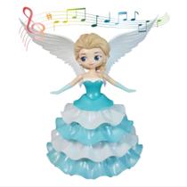 Boneca Frozen Musical Anda Dança Gira 360 Luzes De Led Asas Deslumbrantes