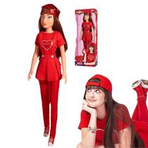 Boneca Gi Aventureira Vermelha 55Cm Luccas Neto Novabrink