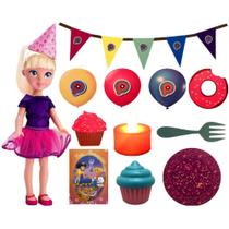 Boneca Grande Polly Pocket - Festa De Aniversário - Com Acessórios Cupcake Velinha Mágica Convite E Chapéus - 38 Centímetros - Pupee Brinquedos