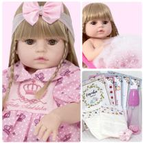 Boneca Grande Reborn Infantil Adora Loira De Silicone