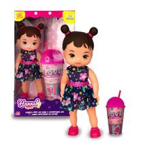 Boneca Hannah com Roupinha Suquinho e Copo para Meninas