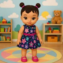 Boneca Hannah Infantil Vestido Suquinho Cheirinho Ursinho Barbie Copo Canudo Brinquedo Criança